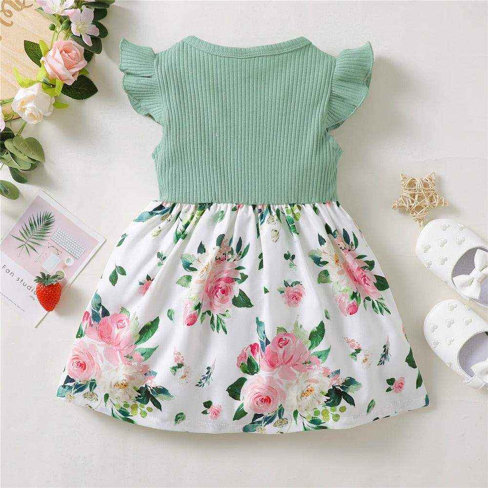 vestido rosa infantil florado - HalloStore