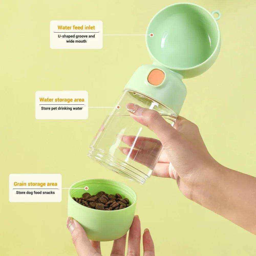 Garrafa de Água Portátil 2 em 1 para Pets - HalloStore