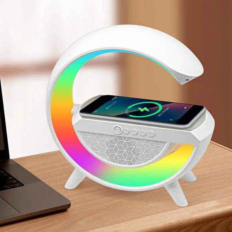Luminária RGB inteligente G-Speaker Com Carregador Sem fio Alto-falante Integrado e Rádio - HalloStore