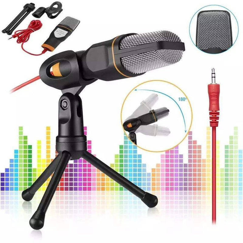 DAFUSHOP Microfone Condensador Omnidirecional P/ PC Notebook Celular Youtuber Gamer + Tripé De Alta Qualidade - HalloStore