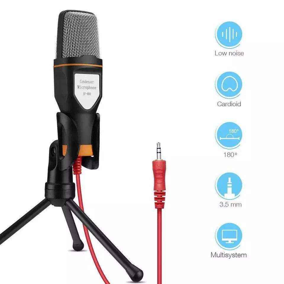 DAFUSHOP Microfone Condensador Omnidirecional P/ PC Notebook Celular Youtuber Gamer + Tripé De Alta Qualidade - HalloStore