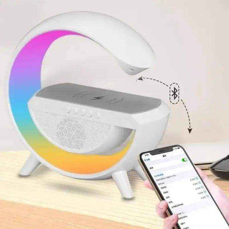 Luminária RGB inteligente G-Speaker Com Carregador Sem fio Alto-falante Integrado e Rádio - HalloStore