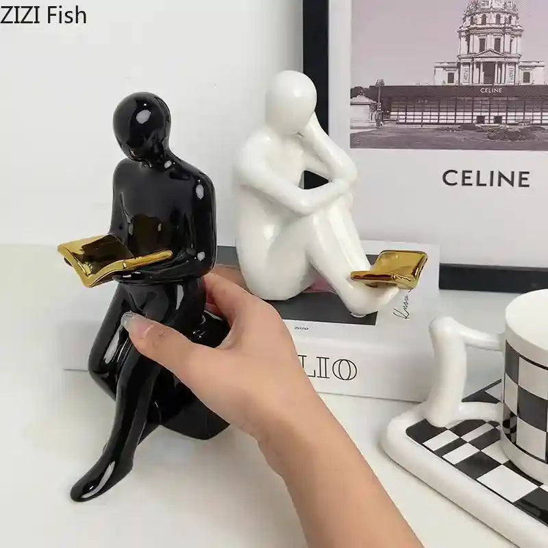 Aparador de Livros Decorativo em Cerâmica – Ideal para Escritório, Sala e Decoração Moderna