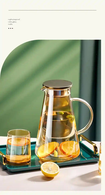 Jarra de Vidro Borossilicato 2L com Tampa -Ideal para Sucos, Água, Chá e Bebidas Geladas | HalloStore