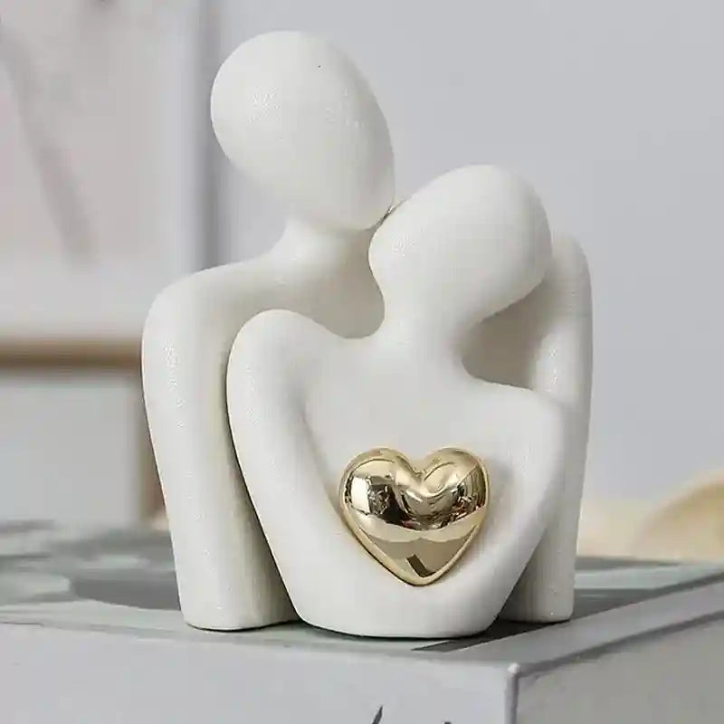 Estátua de Casal em Cerâmica para Decoração Moderna Hallostore