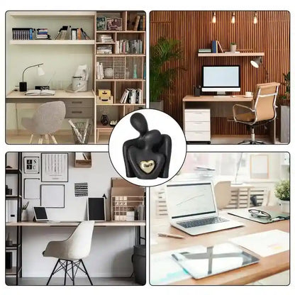 Estátua de Casal em Cerâmica para Decoração Moderna Hallostore