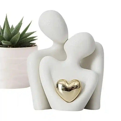 Estátua de Casal em Cerâmica para Decoração Moderna Hallostore