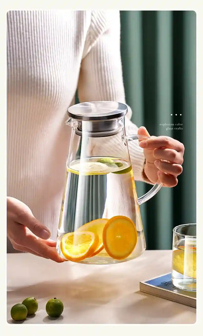 Jarra de Vidro Borossilicato 2L com Tampa -Ideal para Sucos, Água, Chá e Bebidas Geladas | HalloStore