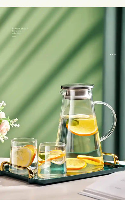 Jarra de Vidro Borossilicato 2L com Tampa -Ideal para Sucos, Água, Chá e Bebidas Geladas | HalloStore