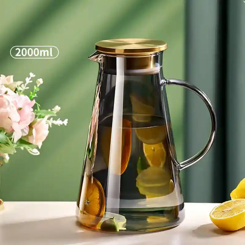 Jarra de Vidro Borossilicato 2L com Tampa -Ideal para Sucos, Água, Chá e Bebidas Geladas | HalloStore
