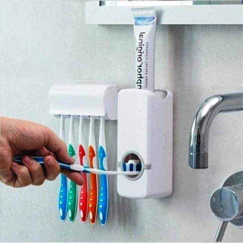 Dispensador dentífrico e escova titular, aplicador dentífrico, uso do banheiro - HalloStore