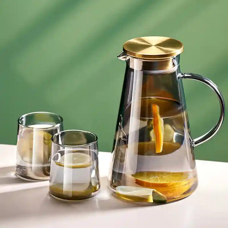 Jarra de Vidro Borossilicato 2L com Tampa -Ideal para Sucos, Água, Chá e Bebidas Geladas | HalloStore