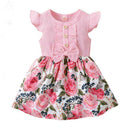 vestido rosa infantil florado - HalloStore
