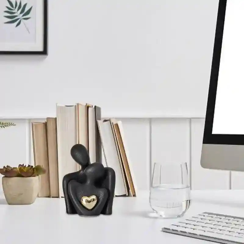 Estátua de Casal em Cerâmica para Decoração Moderna Hallostore
