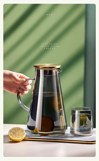 Jarra de Vidro Borossilicato 2L com Tampa -Ideal para Sucos, Água, Chá e Bebidas Geladas | HalloStore