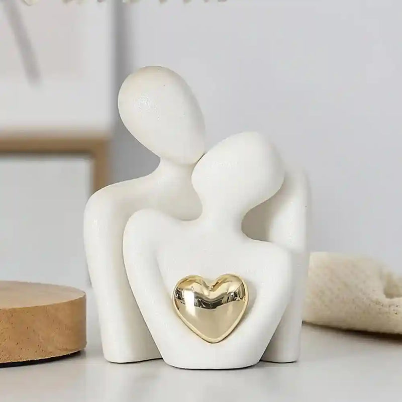 Estátua de Casal em Cerâmica para Decoração Moderna Hallostore