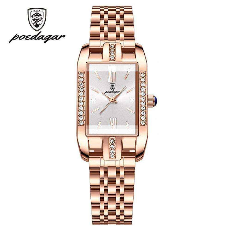 Poedagar Relógios Femininos De Quartzo Quadrado De Luxo - HalloStore