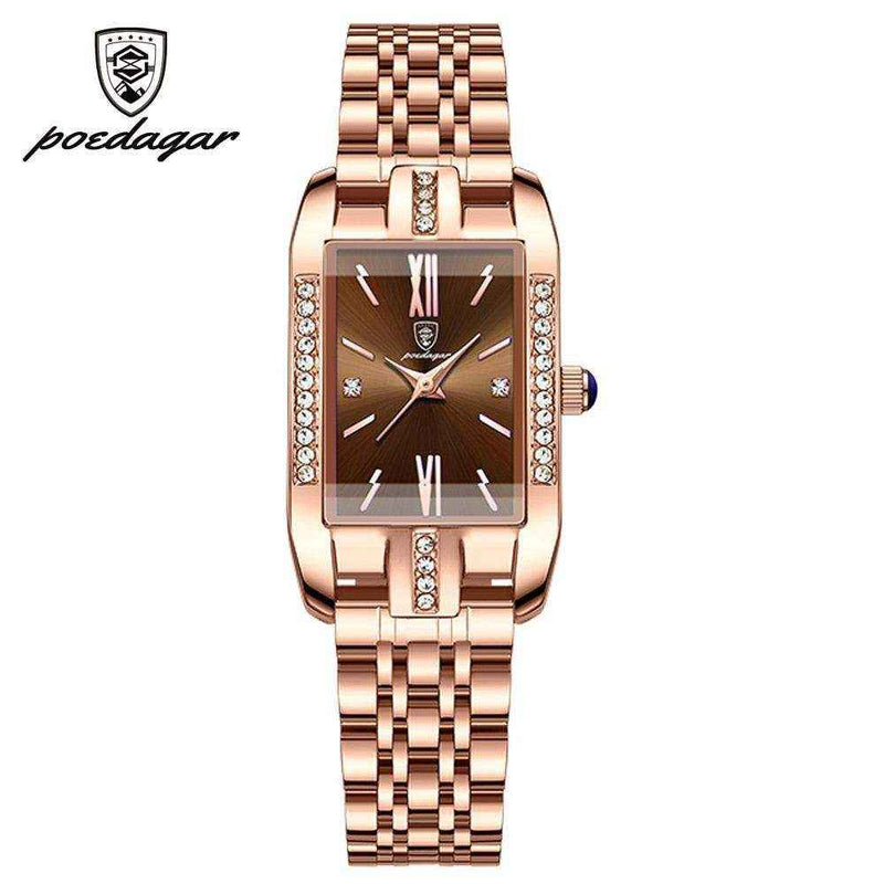 Poedagar Relógios Femininos De Quartzo Quadrado De Luxo - HalloStore