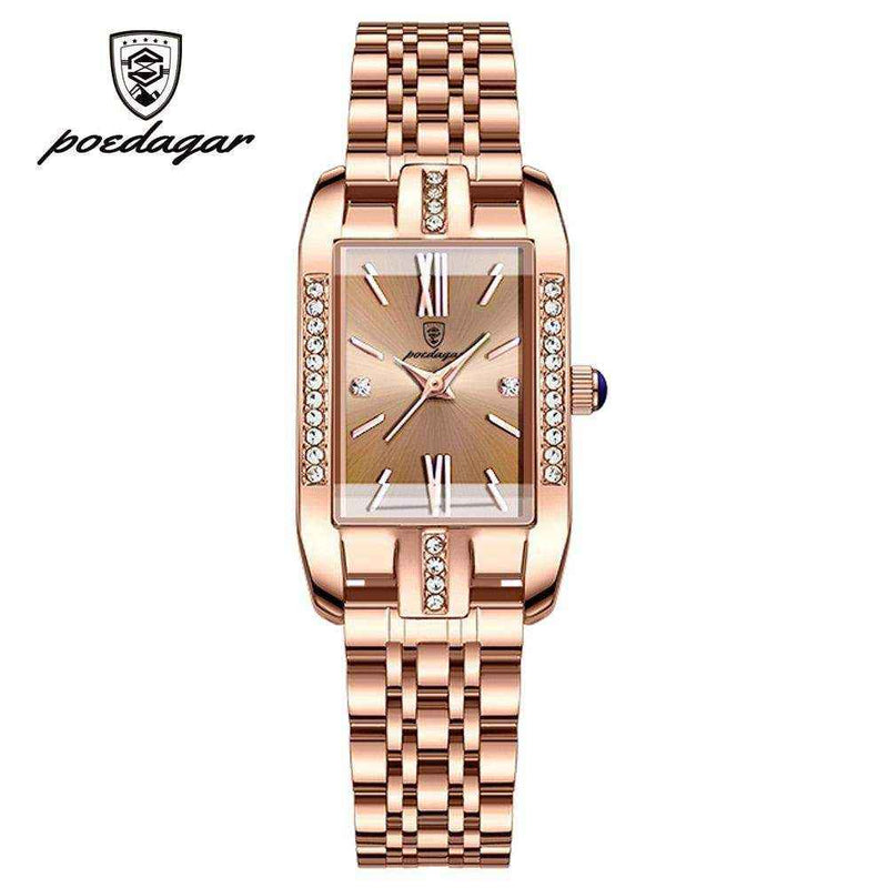 Poedagar Relógios Femininos De Quartzo Quadrado De Luxo - HalloStore