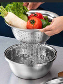 Ralador multiuso da cozinha com cesta de drenagem 3 em 1 bacia de aço inoxidáve - HalloStore